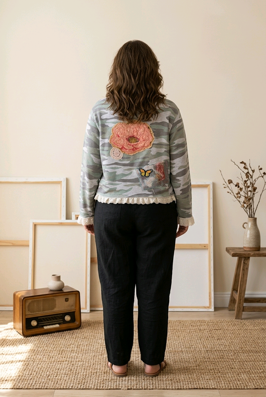 Appliqued Camo Sweatshirt