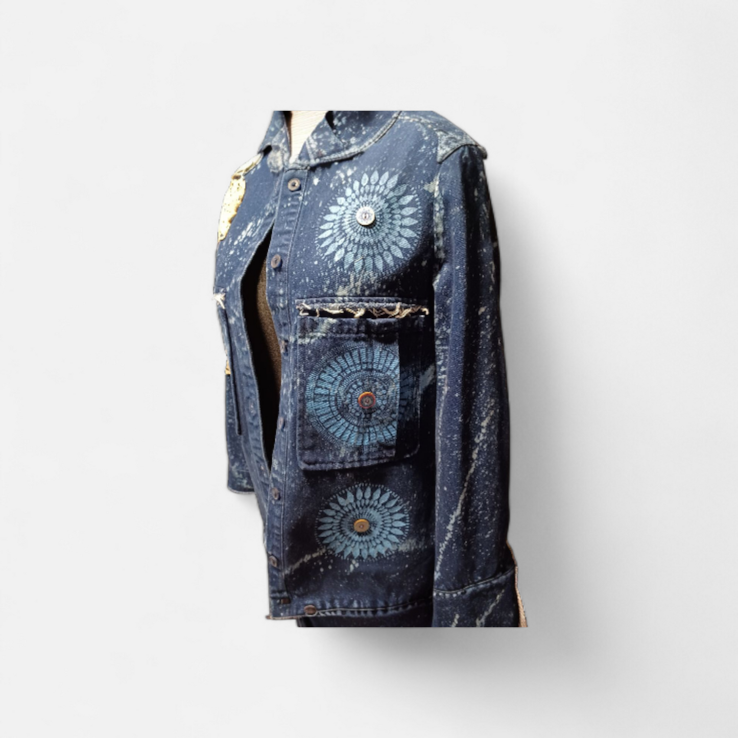 Autumn Moths Upcycled Denim Jacket