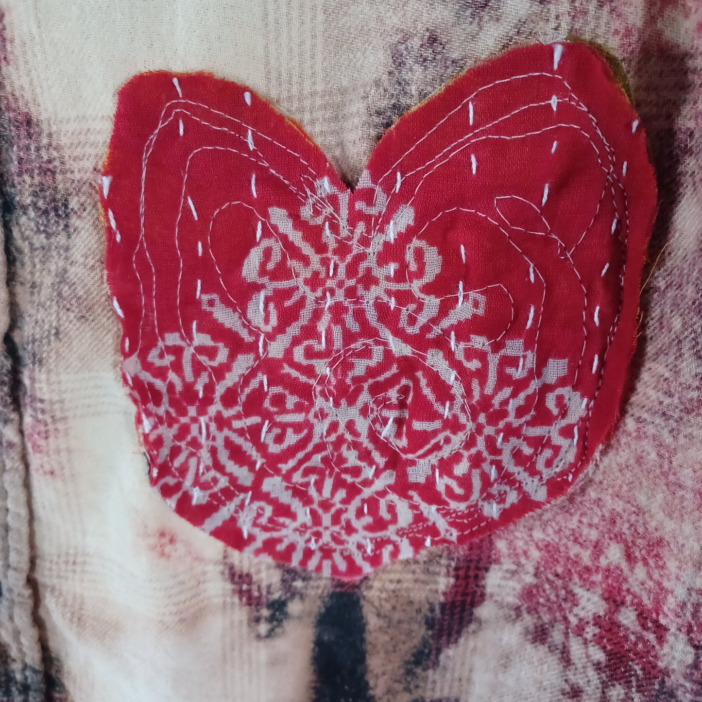 Flannel Shirt Upcycled "Queen of Hearts"