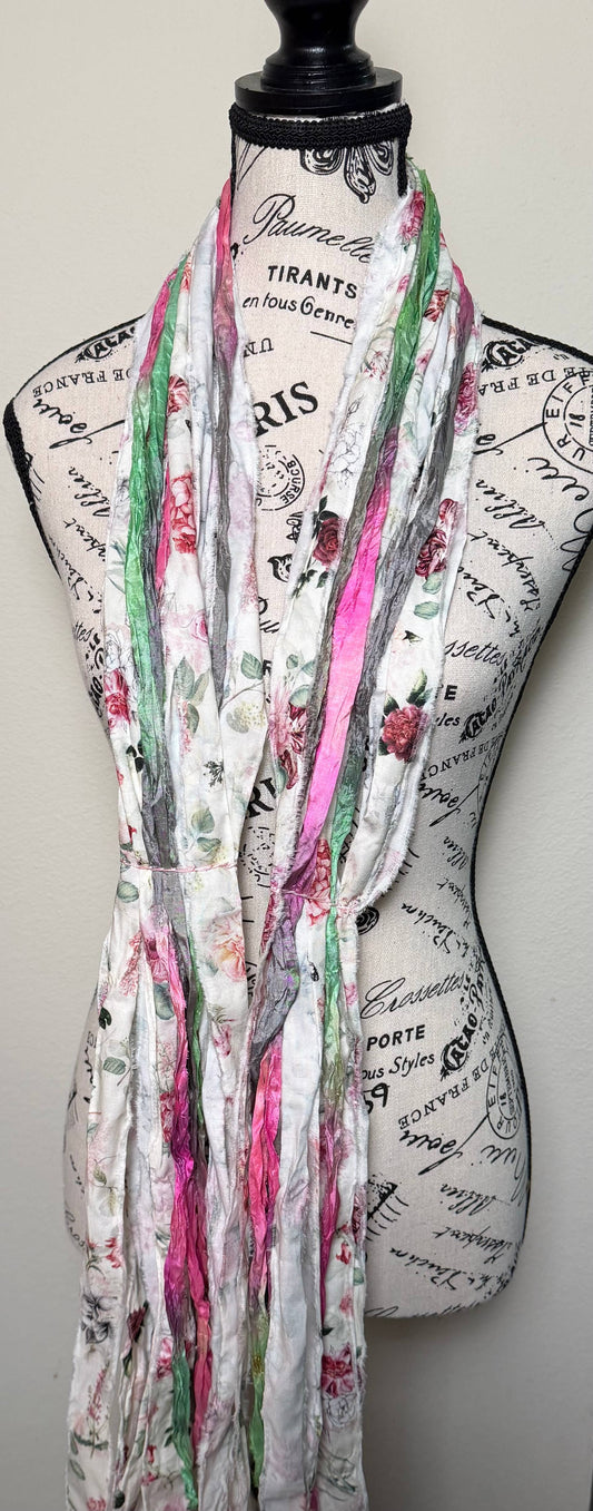 Fringe Scarf - ROSE TEA GARDEN