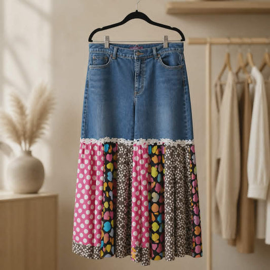PINK AND YELLOW POLKA DOT DENIM BELLS