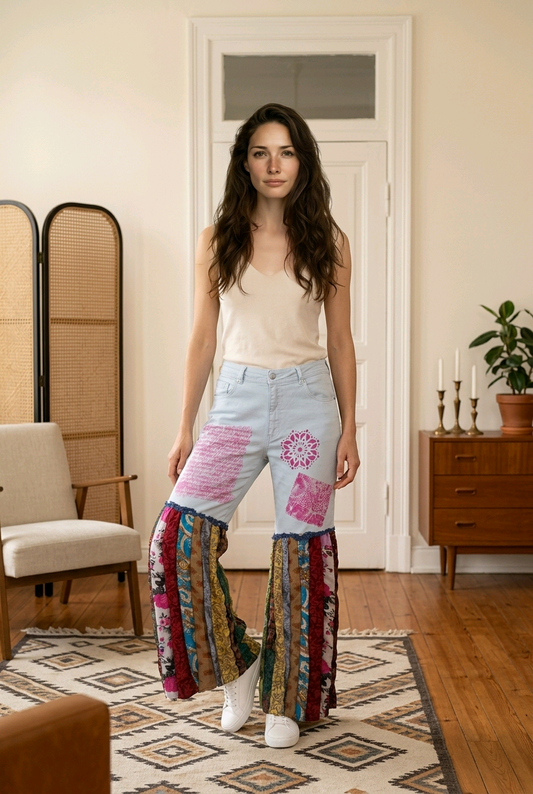 Silk Patch Denim Jeans