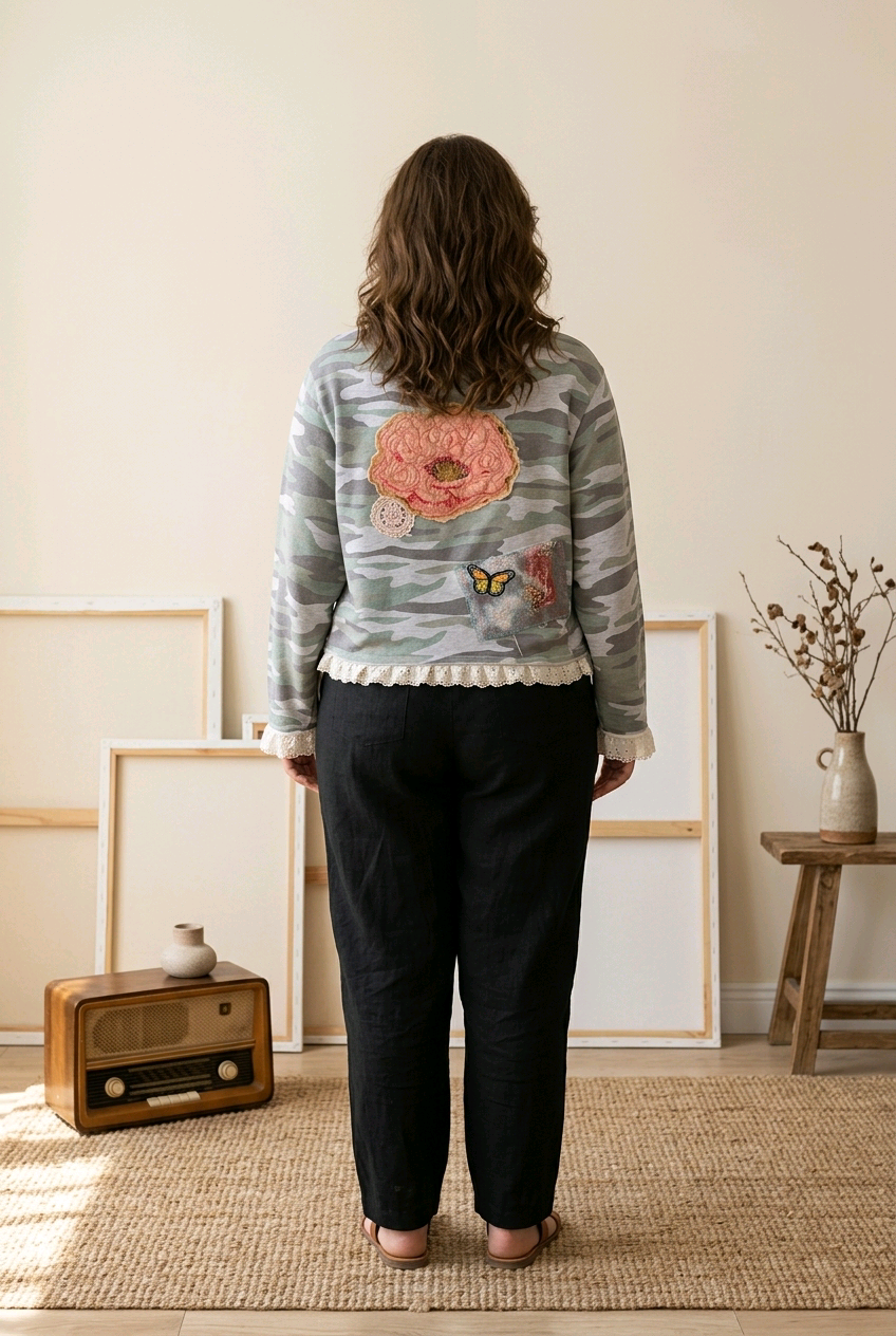 Appliqued Camo Sweatshirt