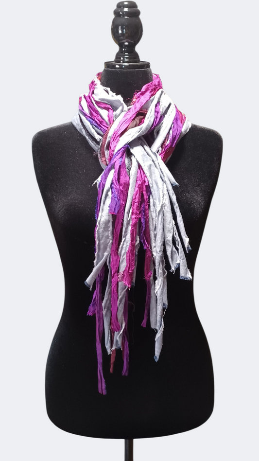 Violet & Grey Fringe Scarf