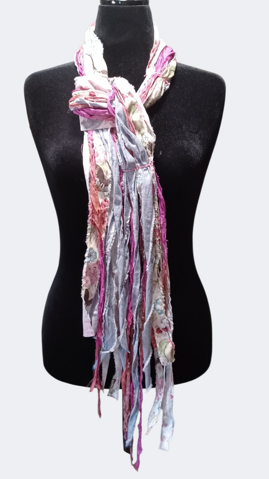 Butterflies & Flowers Fringe Scarf