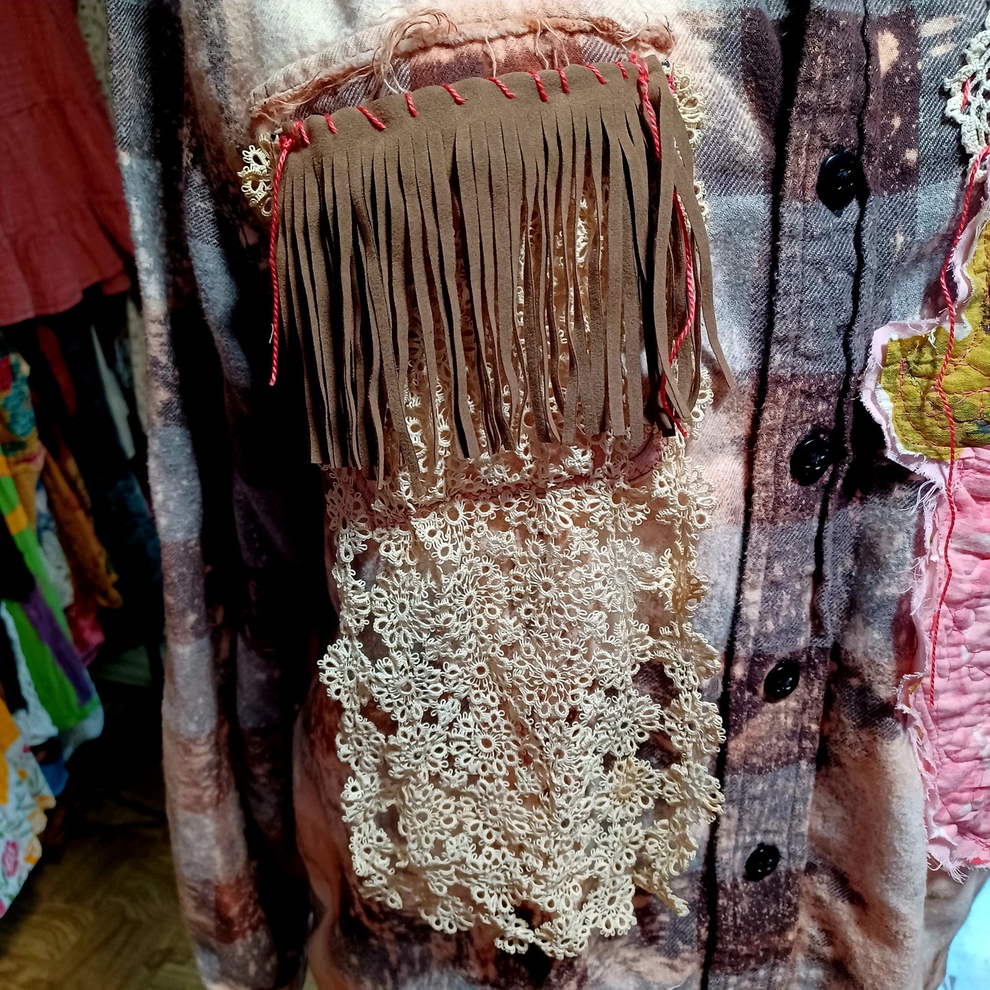 Flannel Shirt Upcycled "Floral Cowgirl"