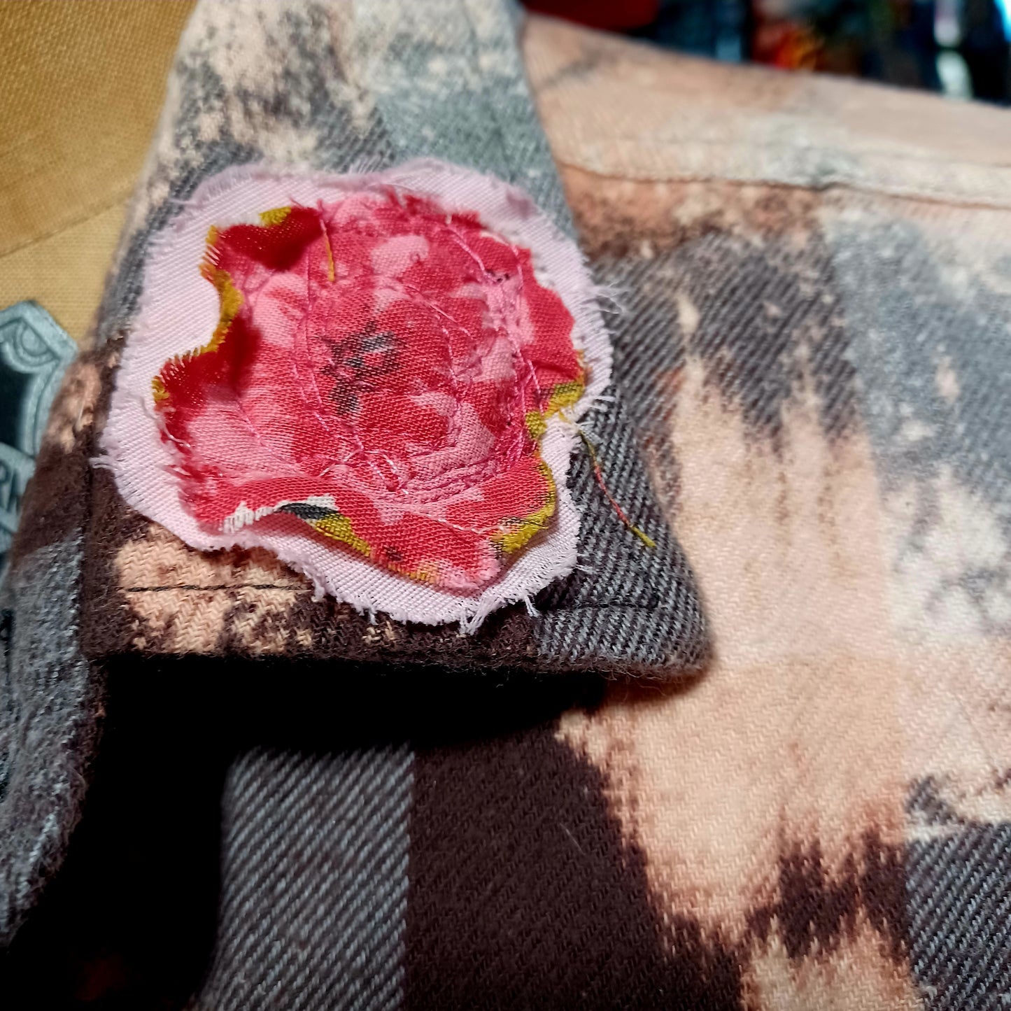 Flannel Shirt Upcycled "Floral Cowgirl"
