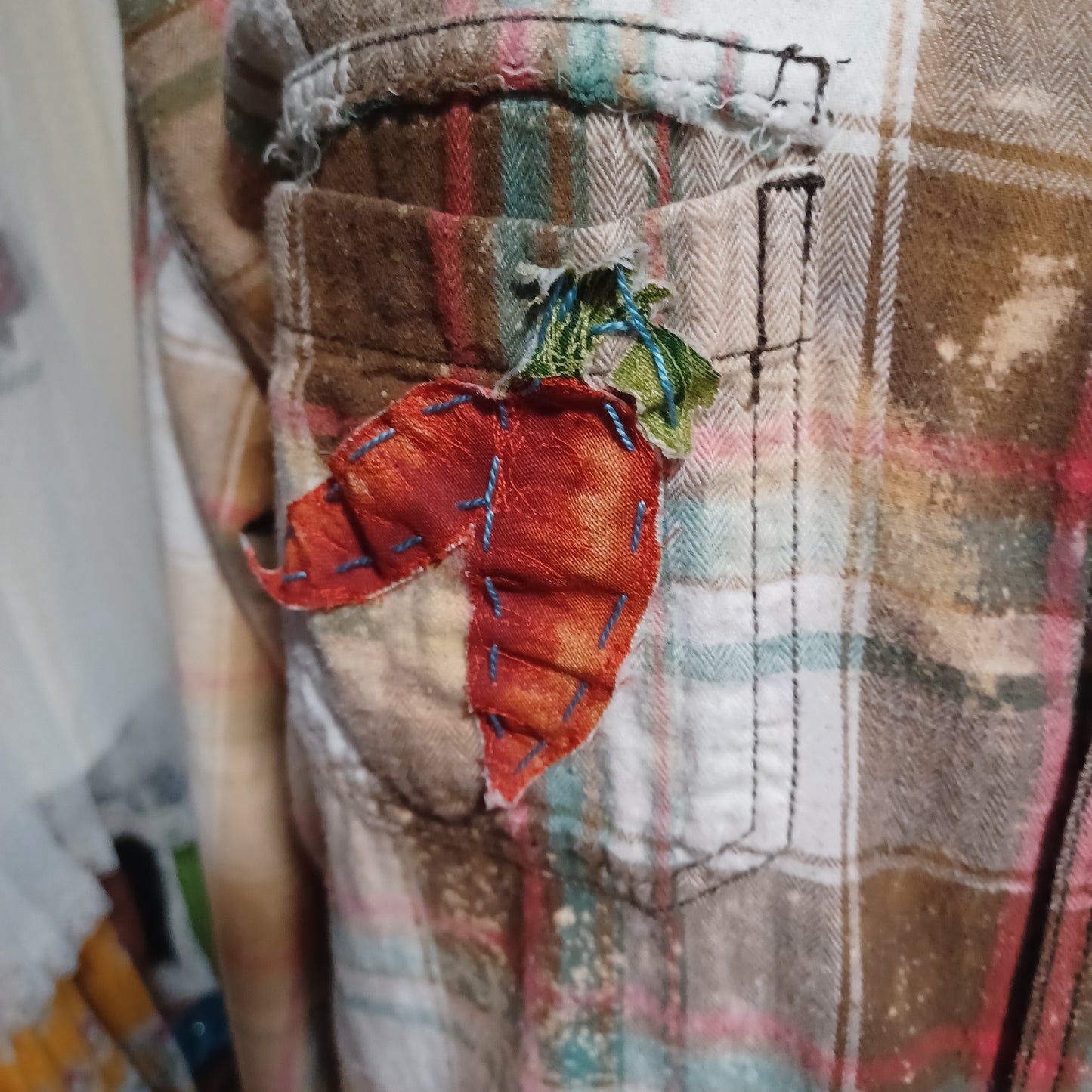 Flannel Shirt Upcycled "Bunny Love"
