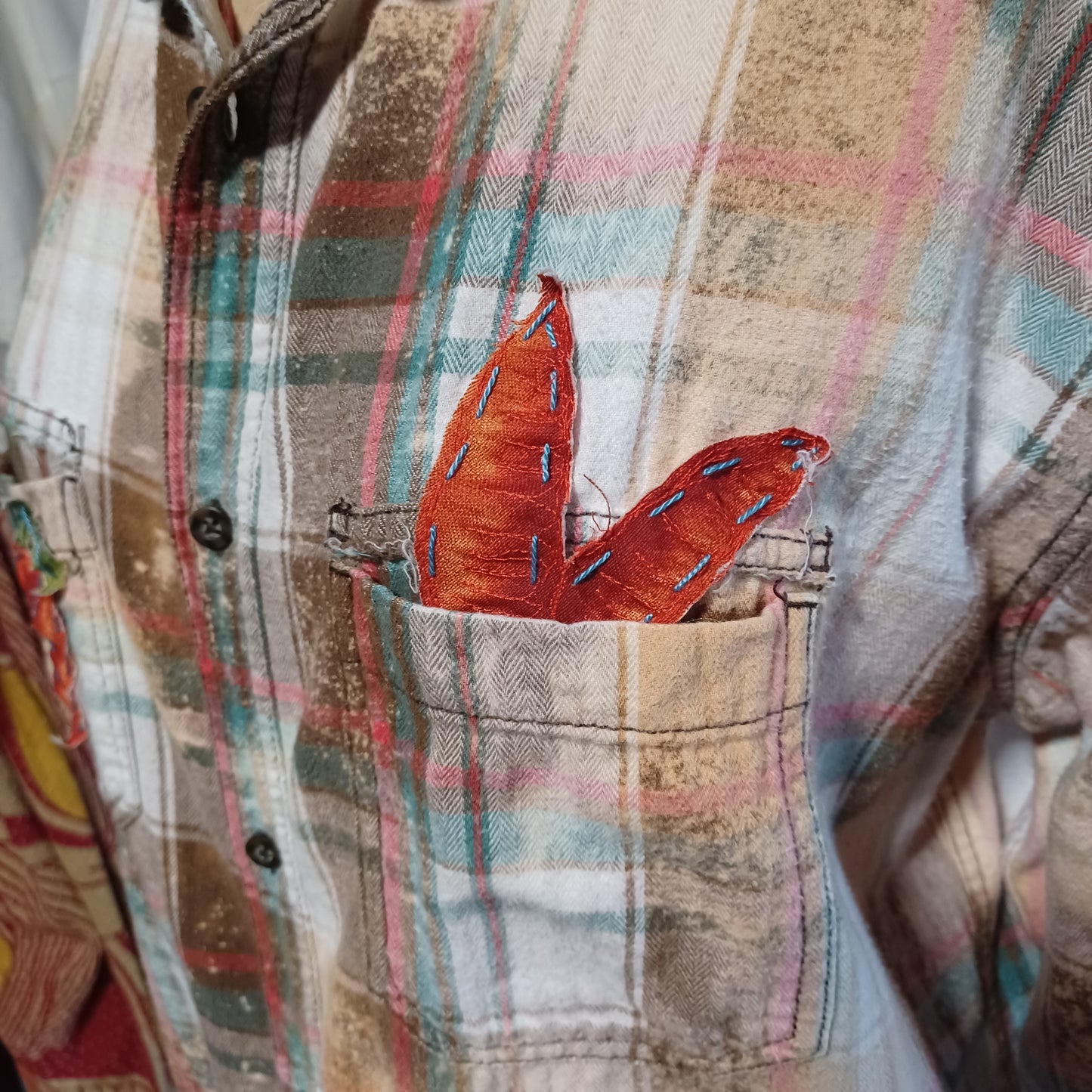Flannel Shirt Upcycled "Bunny Love"