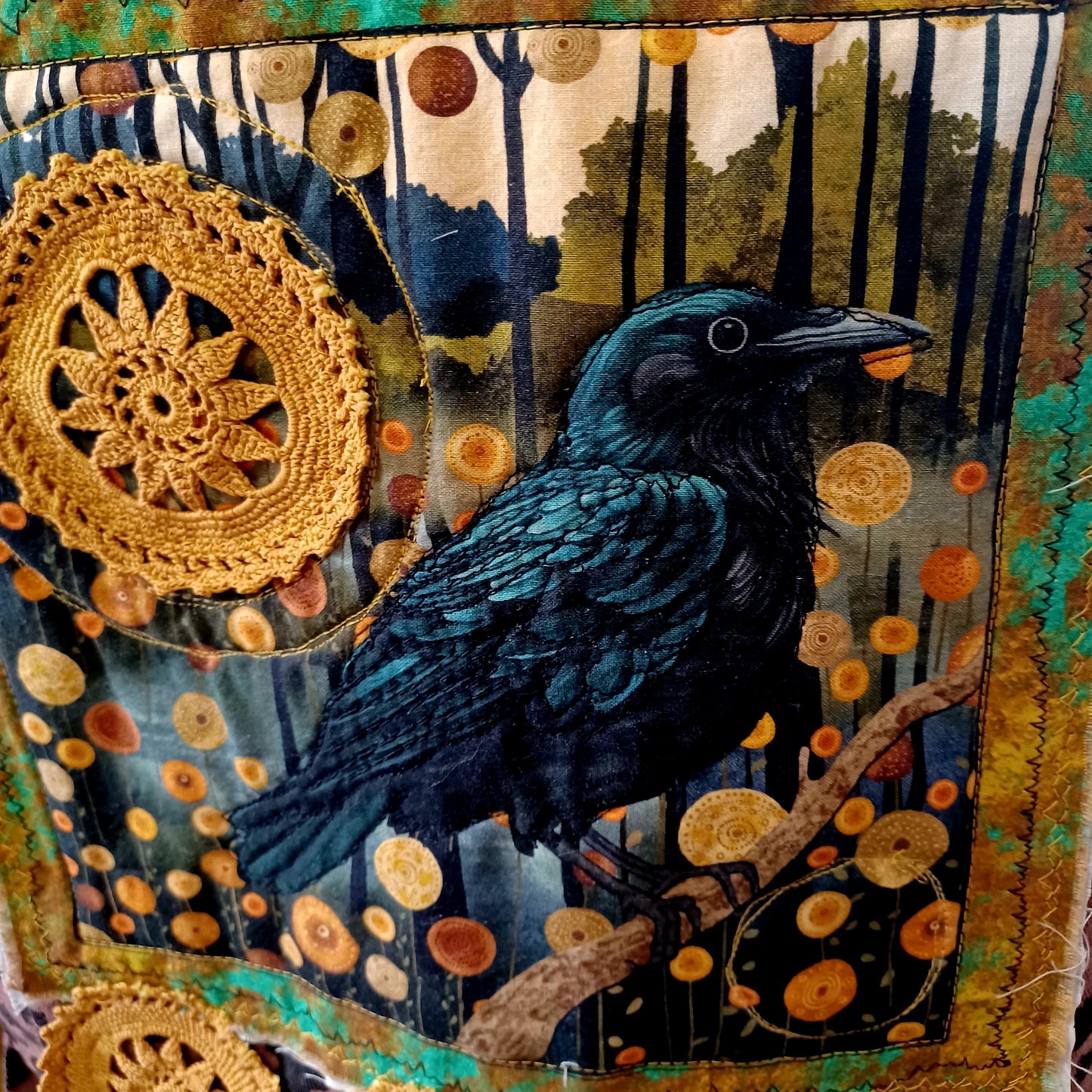 Leopard Denim Jacket w/Crow