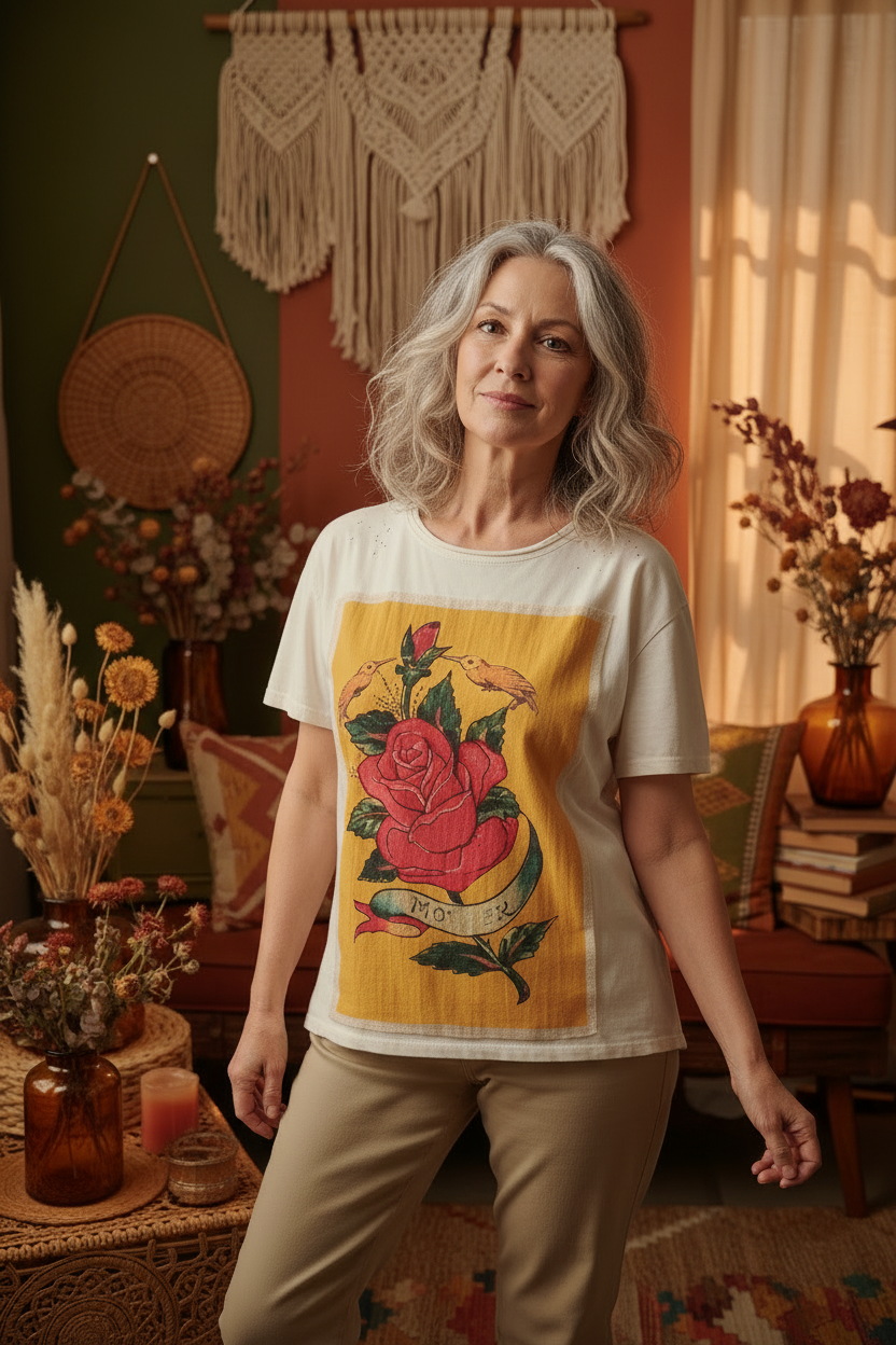 Patchwork Rose Print Tee
