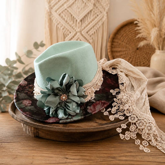Mint Fedora with Scarf Hatband