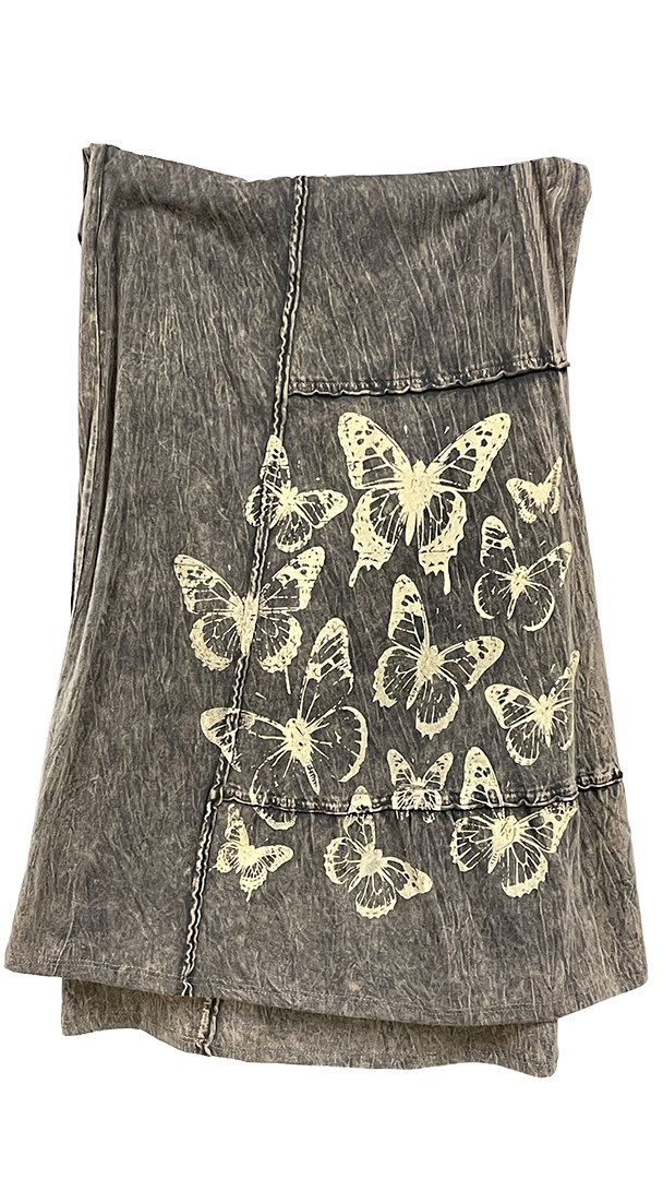 100% Cotton Tiered Wide Leg Pants w/Butterflies