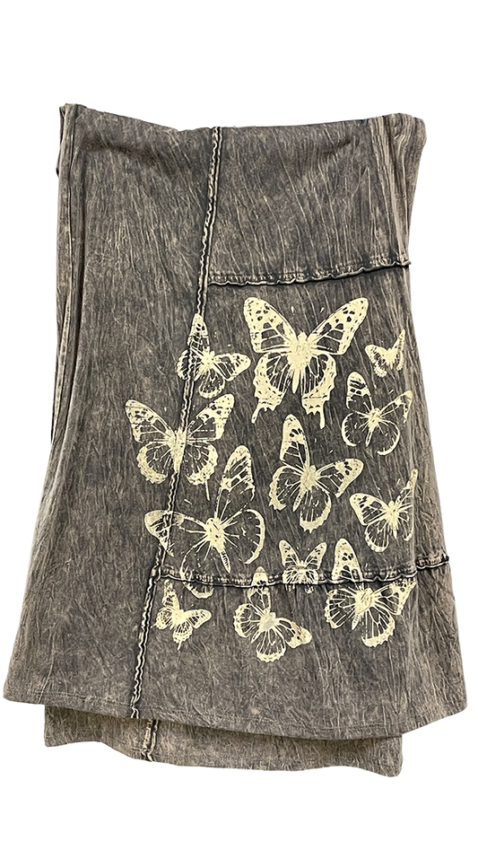 100% Cotton Tiered Wide Leg Pants w/Butterflies