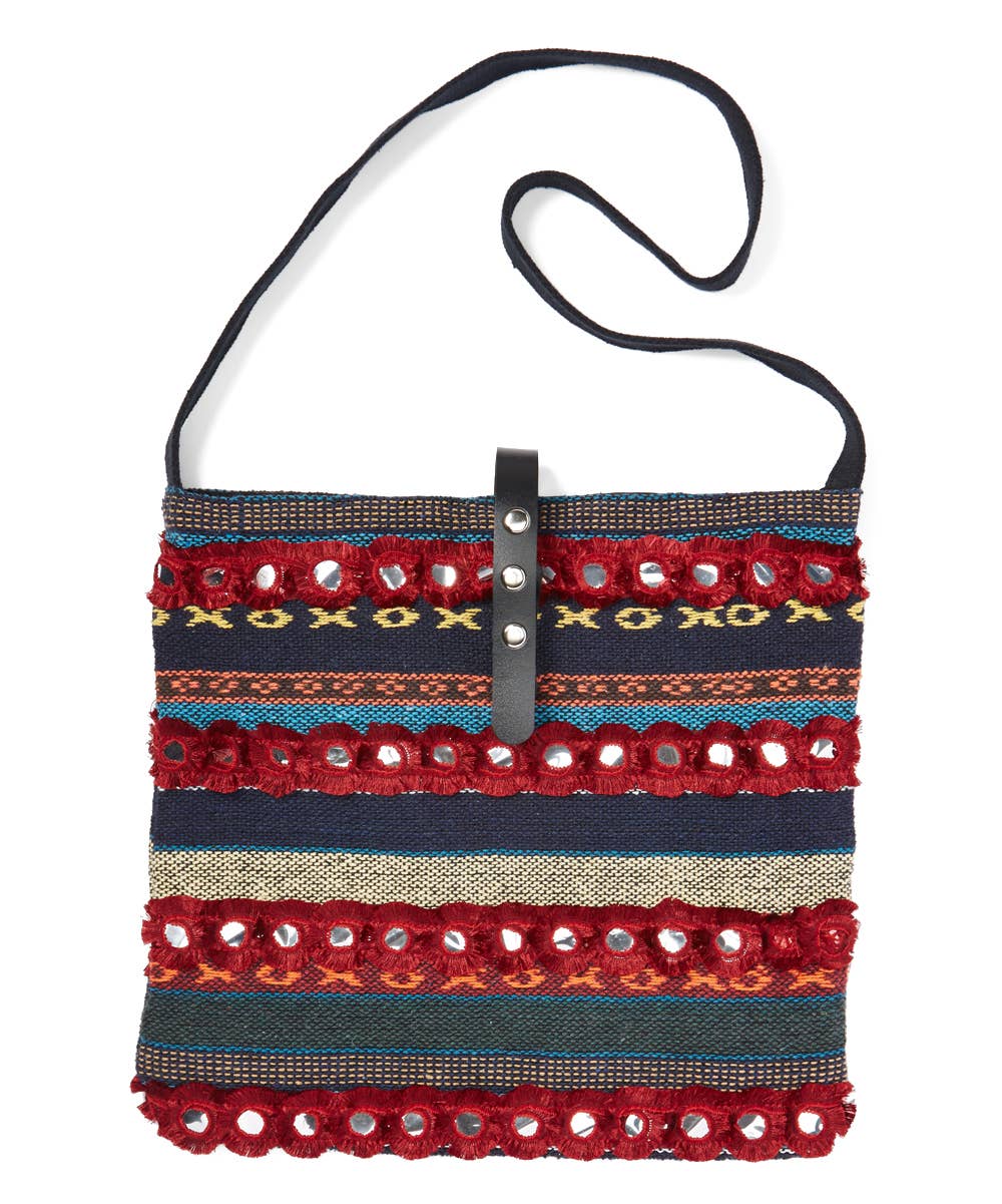 Muriel Mirrored Frayed Crossbody Bag