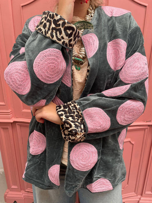 ToutVintage Grey-Blue Velvet Jacket