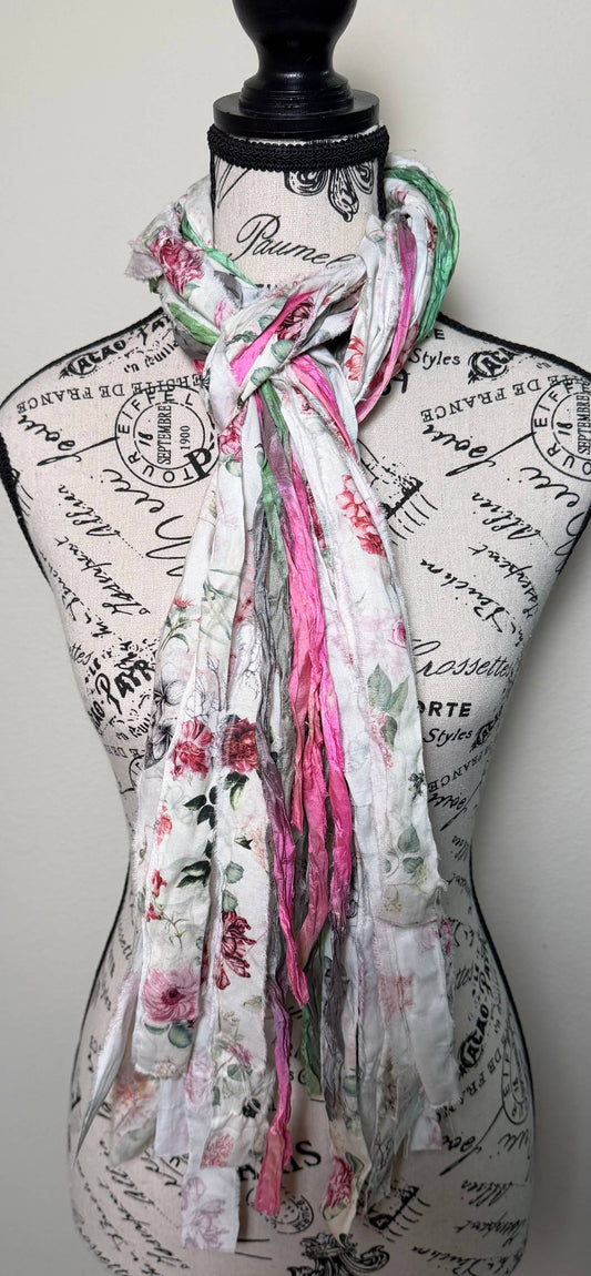 Fringe Scarf - ROSE TEA GARDEN