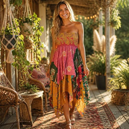 Ancestral Bloom Kantha Pixie Skirt 1000-12